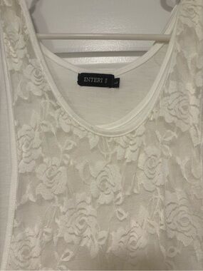 INTERI Lace Front Tank Top in Ivory Size Large